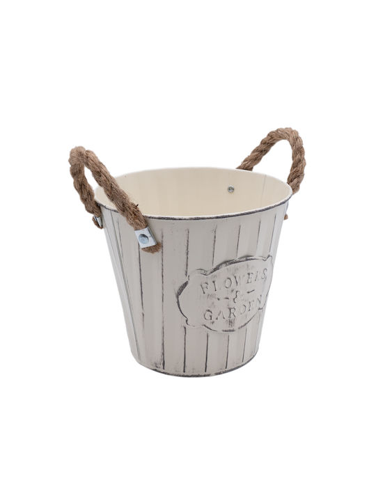 Uncle George Planter Metal Beige 14x14x12.5cm.