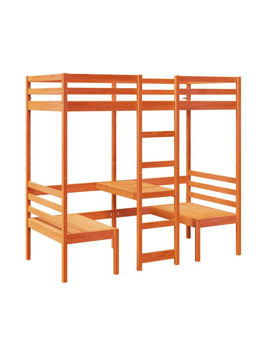 Kids Bed Loft Bed Single with Desk Beige for Ma...
