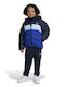 Down Kids Sports Coat with Hood Blue
