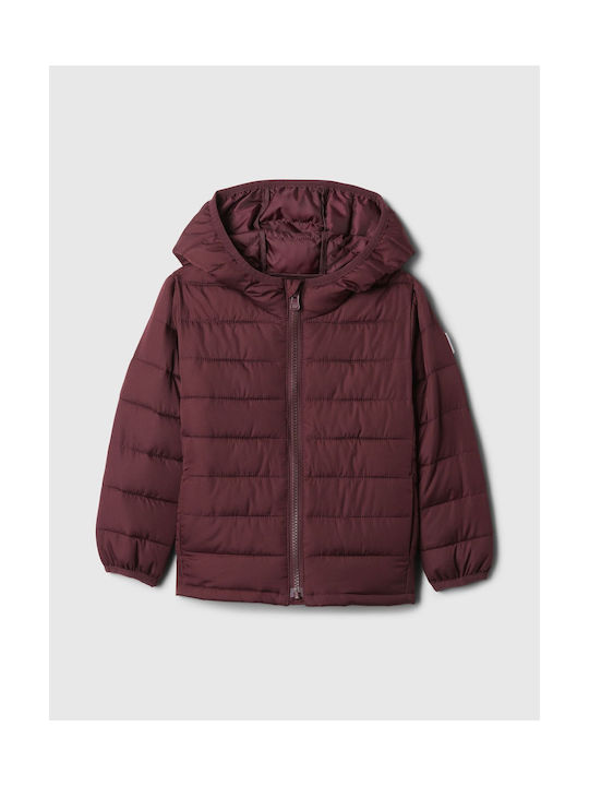 GAP Waterproof Kids Quilted Jacket with Hood Pinot Noir Coldcontrol