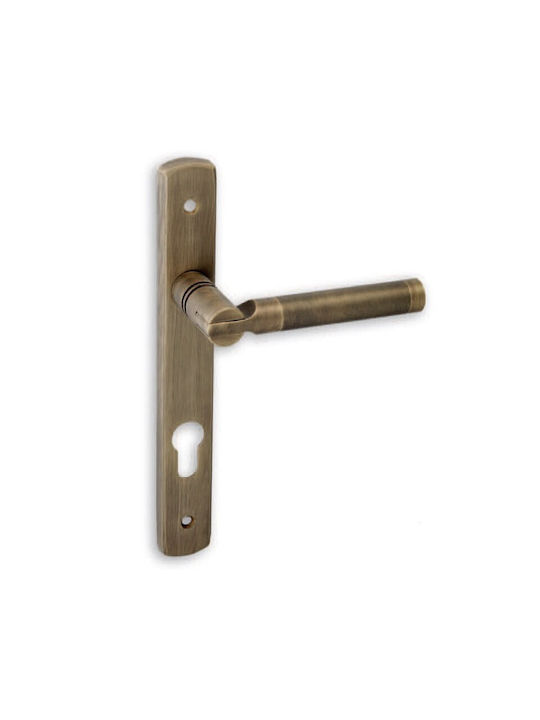 Best Design Lever Front Door with Plate Left 351 030574 (Center Distance 135mm) Brass