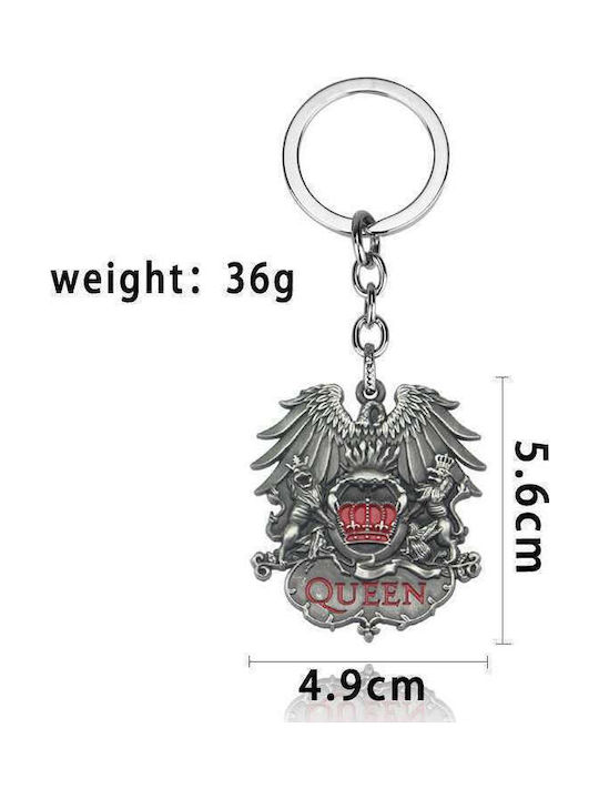 Ασημένιο Μπρελοκ Queen Κόκκινες Λεπτομέρειες Queen Silver Keychain Red Details Molfs