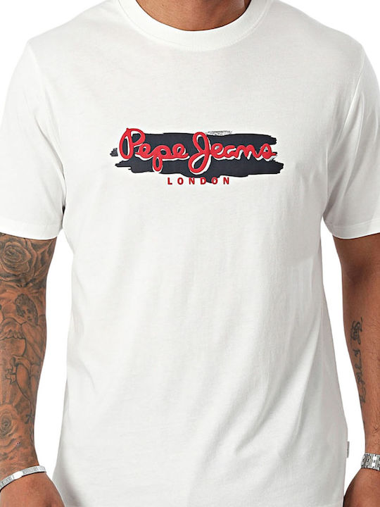 Pepe Jeans T-shirt Bărbătesc cu Mânecă Scurtă White