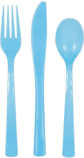 Unique Industries Cutlery Party Light Blue 18pcs