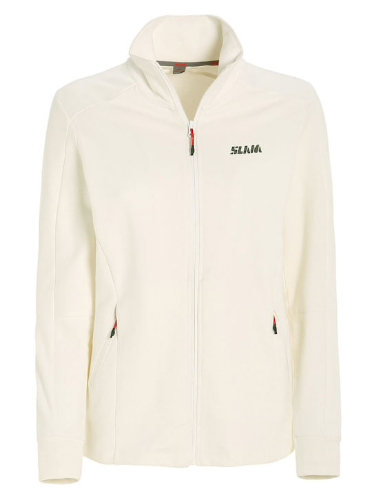 Slam Women's Knitted Cardigan with Zipper White