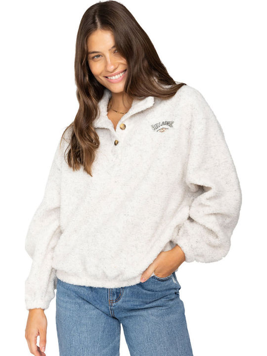 Run The Road Χειμερινή Γυναικεία Fleece Μπλούζα Μακρυμάνικη White