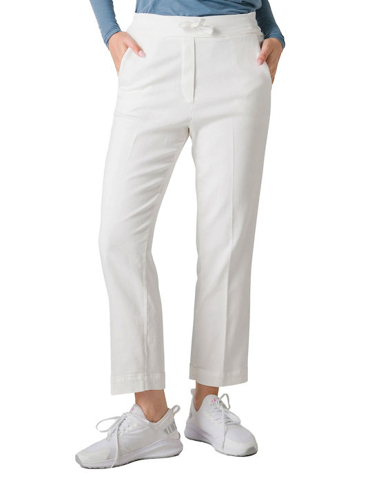 Deha Women's Fabric Trousers in Regular Fit White