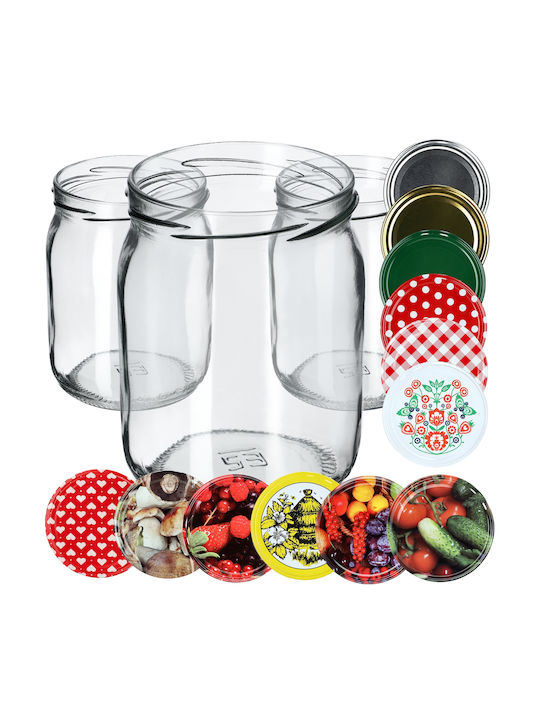 Kadax Set 8buc Borcane Uz General cu capac Sticlă Transparent 540ml