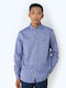 Long-sleeved Cotton Shirt Dark Blue