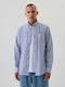 Long-sleeved Cotton Shirt Striped Blue