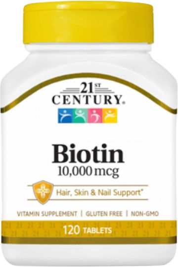 21st Century Biotin Витамин за Косата & Кожата 10000мг 120 Таблетки