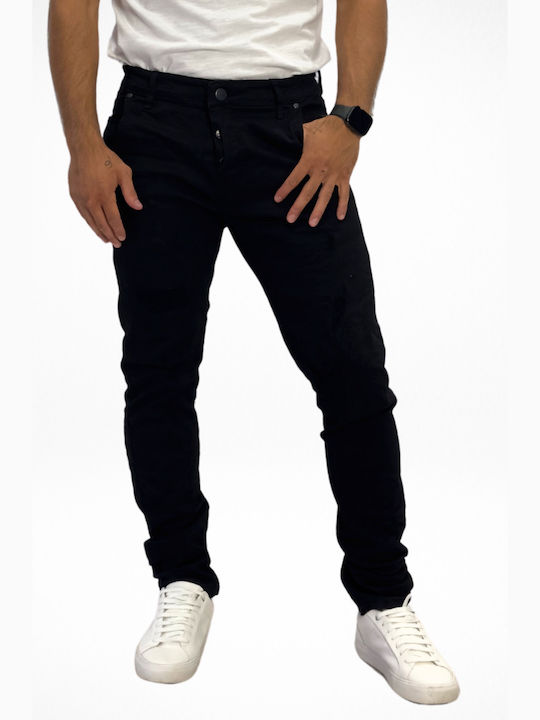 Men's Elastic Jeans Pants with Regular Straight Fit Black