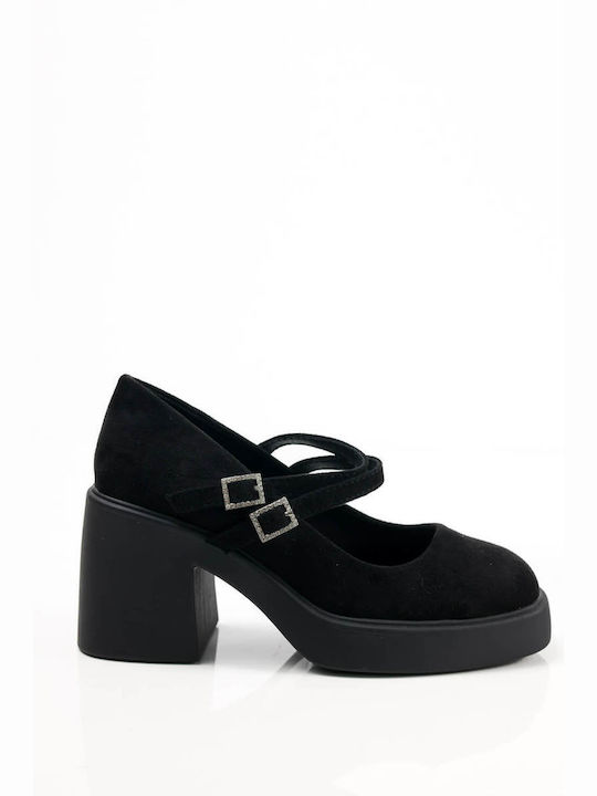 Ligglo Suede Pantofi cu toc Negre