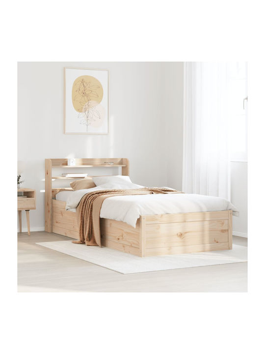 Einzelbett Aus Holz Braun mit Lattenrost für Ma...