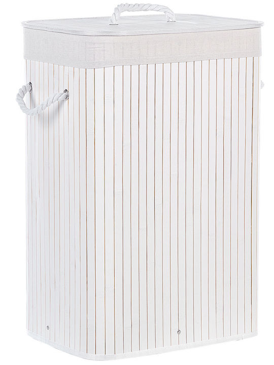 Beliani Laundry Basket Bamboo with Cap White