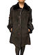 Mouton Women's Brown Coat with Fur Details
