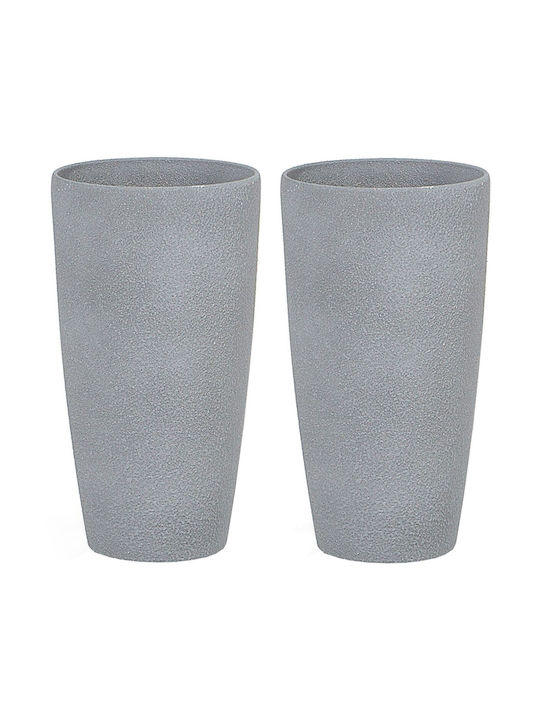 Beliani Set 2 Ghivece de Flori Din Plastic Gri