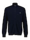 Cotton Men's Knitted Cardigan Navy Blue