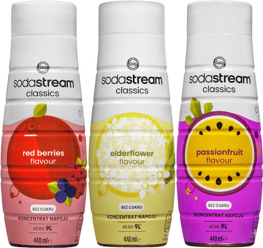 Sodastream Sirup Rote Beeren Zero + Holunderblüte Zero + Passionsfrucht Zero 440ml 3 Stück