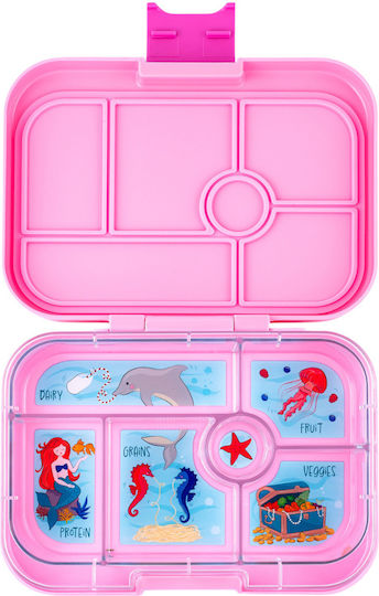 Кутия за обяд Yumbox Original с 6 отделения, розова, русалка