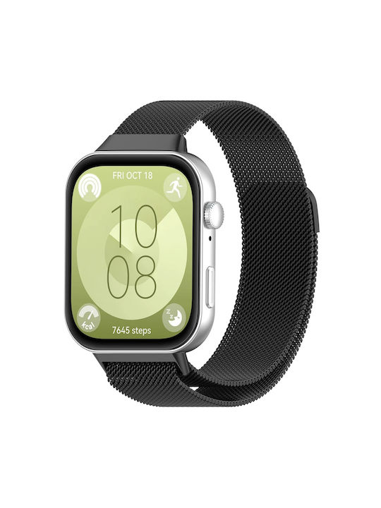 Techsuit Rostfreier Stahl Tragbares Band Schwarz Für Huawei Watch Fit 3 / 4 / 4 Pro / 5 / 5 Pro