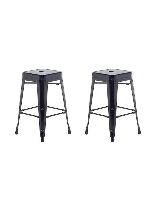 Scaune Bar Metal Negru 2buc