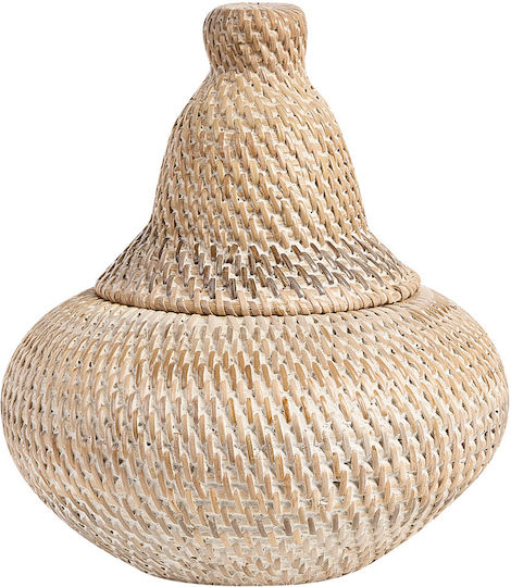 Beliani Καλάθι Αποθήκευσης Rattan με Καπάκι Μπεζ