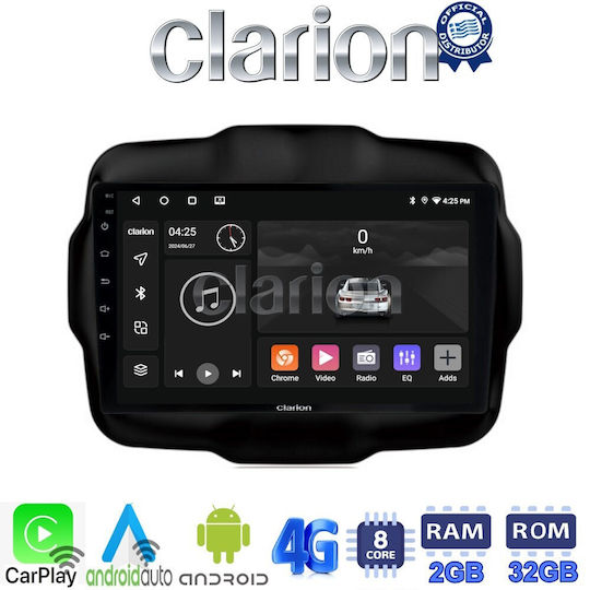 Clarion Ηχοσύστημα Αυτοκινήτου για Jeep Renegade 2014> (Bluetooth/USB/WiFi/GPS/Apple-Carplay/Android-Auto) με Οθόνη Αφής 9"