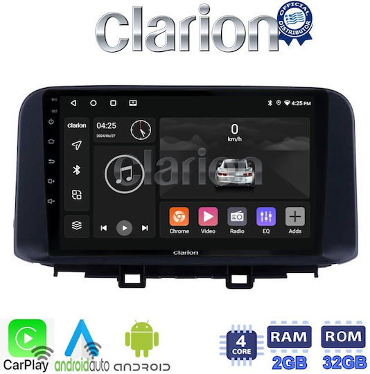 Clarion Ηχοσύστημα Αυτοκινήτου για Hyundai Kona 2017> (Bluetooth/USB/WiFi/GPS/Apple-Carplay/Android-Auto) με Οθόνη Αφής 10"