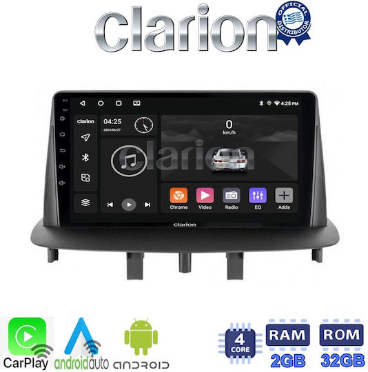 Clarion Auto-Audiosystem für Renault Megane 2008-2016 (Bluetooth/USB/WiFi/GPS/Apple-Carplay/Android-Auto) mit Touchscreen 9"