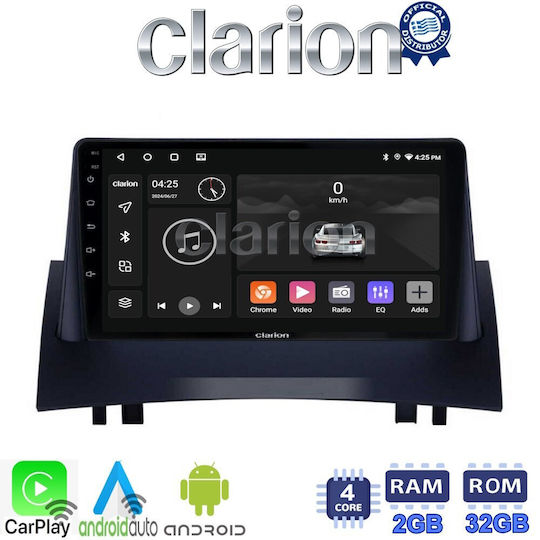 Clarion Auto-Audiosystem für Renault Megane 2002 > 2008 (Bluetooth/USB/WiFi/GPS/Apple-Carplay/Android-Auto) mit Touchscreen 9"