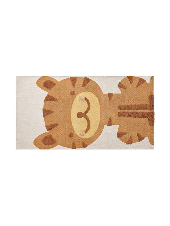 Children's Cotton Rug Tiger Motif 80 X 150 Cm Multicolored Sigli