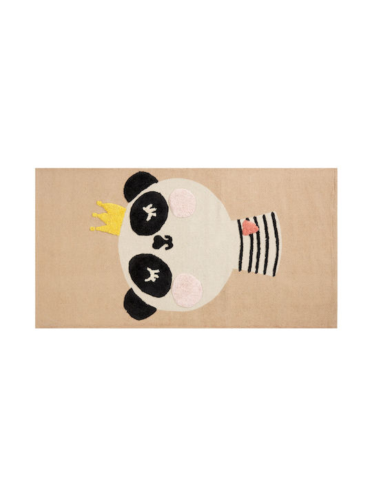 Children's Cotton Rug Panda Motif 80 X 150 Cm Beige Bunan