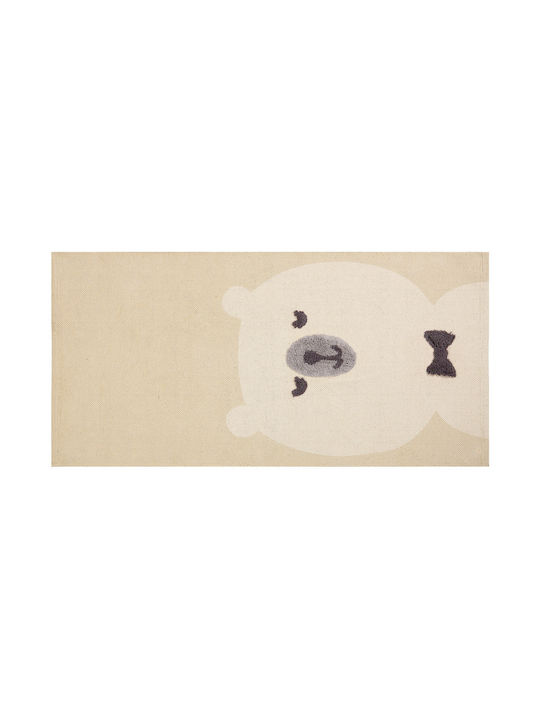 Cotton Children's Rug Bear Motif 80 X 150 Cm Beige Simau