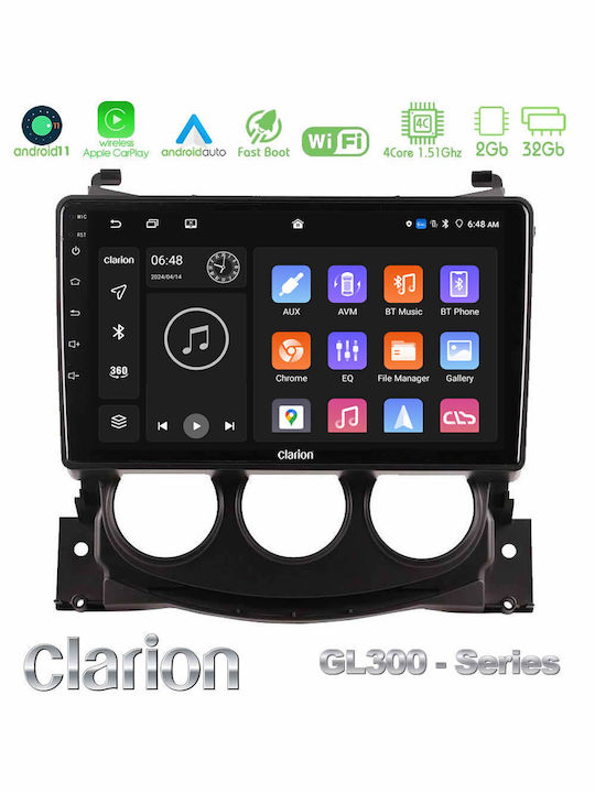 Clarion Auto-Audiosystem für Nissan 370Z 2009-2013 (Bluetooth/USB/Eingebautes Wi-Fi / 3G/GPS/Apple CarPlay/Android Auto) mit 9 Zoll Touchscreen