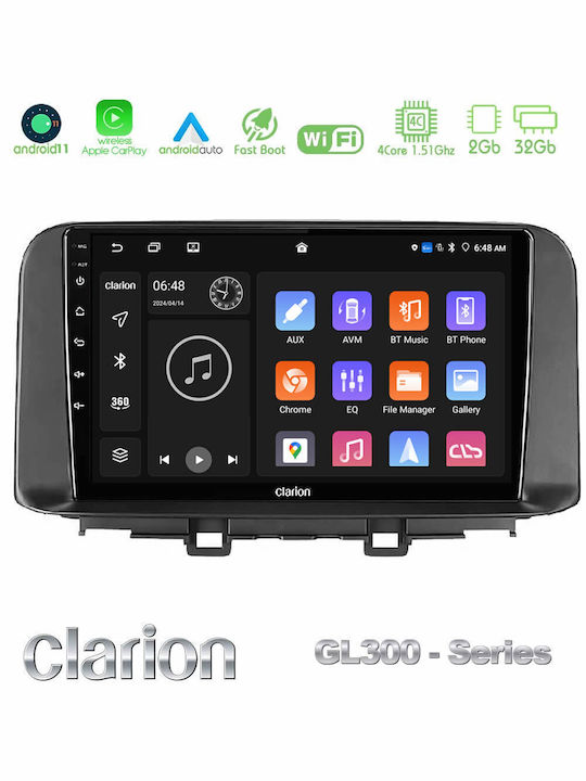 Clarion Auto-Audiosystem für Hyundai Kona 2018-2023 (Bluetooth/USB/WiFi/GPS/Apple-Carplay/Android-Auto) mit Touchscreen 10"
