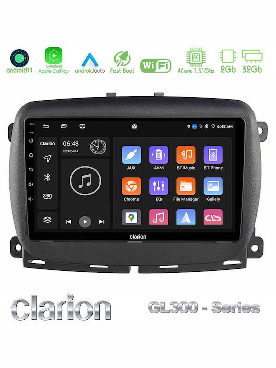 Clarion Car Audio System for Fiat 500L 2012 (Bluetooth/USB/WiFi/GPS/Apple-Carplay/Android-Auto) with Touch Screen 10"