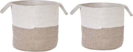 Set 2 White Cotton Baskets Beige Pazha