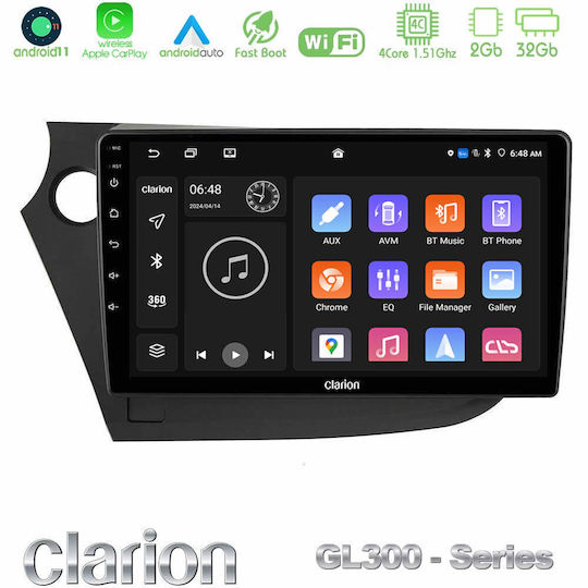 Clarion Auto-Audiosystem für Honda Einblick 2009-2015 (Bluetooth/USB/WiFi/GPS/Apple-Carplay/Android-Auto) mit Touchscreen 9"