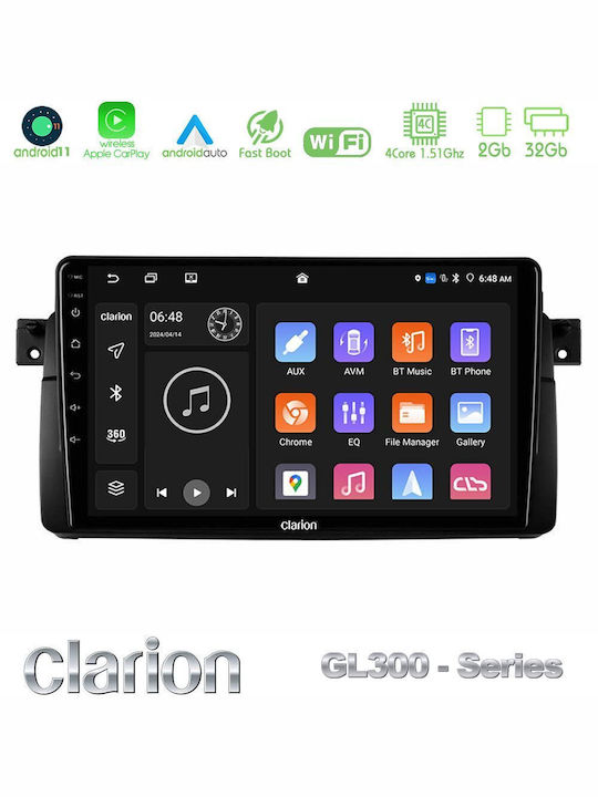 Clarion Ηχοσύστημα Αυτοκινήτου για BMW E46 1998-2005 (Bluetooth/USB/WiFi/GPS/Apple-Carplay/Android-Auto) με Οθόνη Αφής 9"