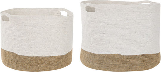 Set 2 White Cotton Baskets Beige Kahan