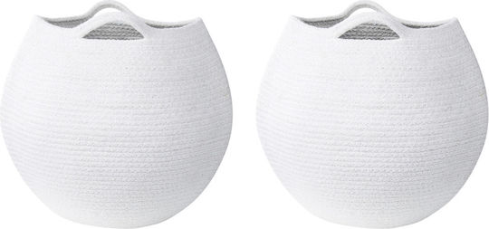 Set 2 White Cotton Decorative Baskets Panjgur