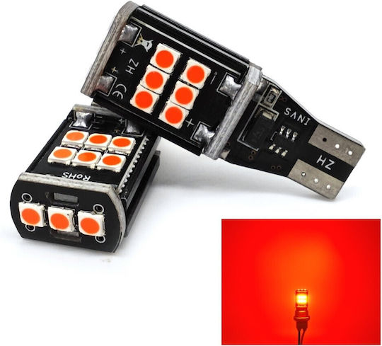 Led Bulb T15 W16w 12v 12w Canbus Red
