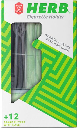 Vican Πίπα με Σίτα Herb Cigarette Holder Gold + 12 Φίλτρα + Θήκη