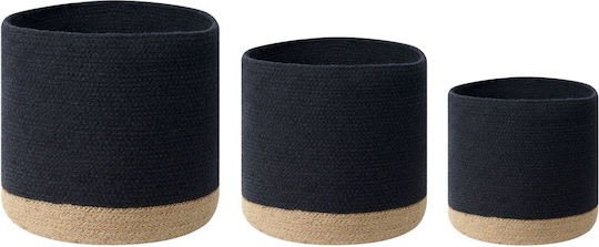 Beliani Set de coșuri decorative Din material textil Black 3buc