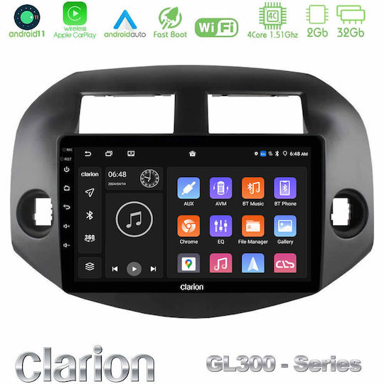 Clarion Auto-Audiosystem für Toyota RAV 4 2006-2012 (Bluetooth/USB/WiFi/GPS/Apple-Carplay/Android-Auto) mit Touchscreen 10"