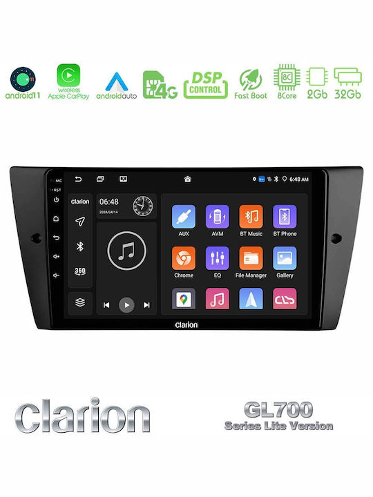Clarion Car Audio System for BMW E90 2006-2011 (Bluetooth/USB/WiFi/GPS/Apple-Carplay/Android-Auto) with Touch Screen 9"