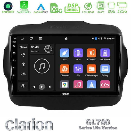 Clarion Auto-Audiosystem für Jeep Rebell 2015-2019 (Bluetooth/USB/WiFi/GPS/Apple-Carplay/Android-Auto) mit Touchscreen 9"