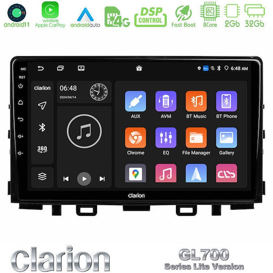 Clarion Ηχοσύστημα Αυτοκινήτου για Kia Stonic / Rio 2018 (Bluetooth/USB/WiFi/GPS/Apple-Carplay/Android-Auto) με Οθόνη Αφής 9"