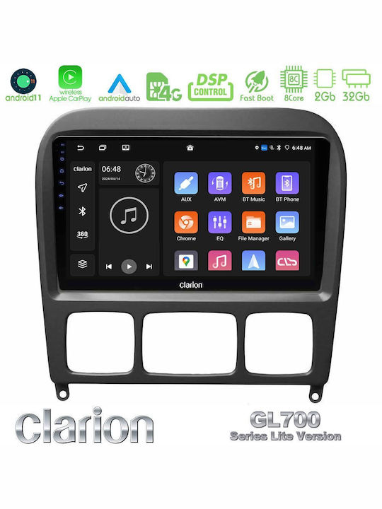 Clarion Sistem Audio Auto pentru Mercedes-Benz Clasa S 1999-2004 (Bluetooth/USB/WiFi/GPS/Apple-Carplay/Android-Auto) cu Ecran Tactil 9"